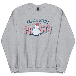 Gildan Gray Crewneck Sweater with Snowman Graphic |Size L